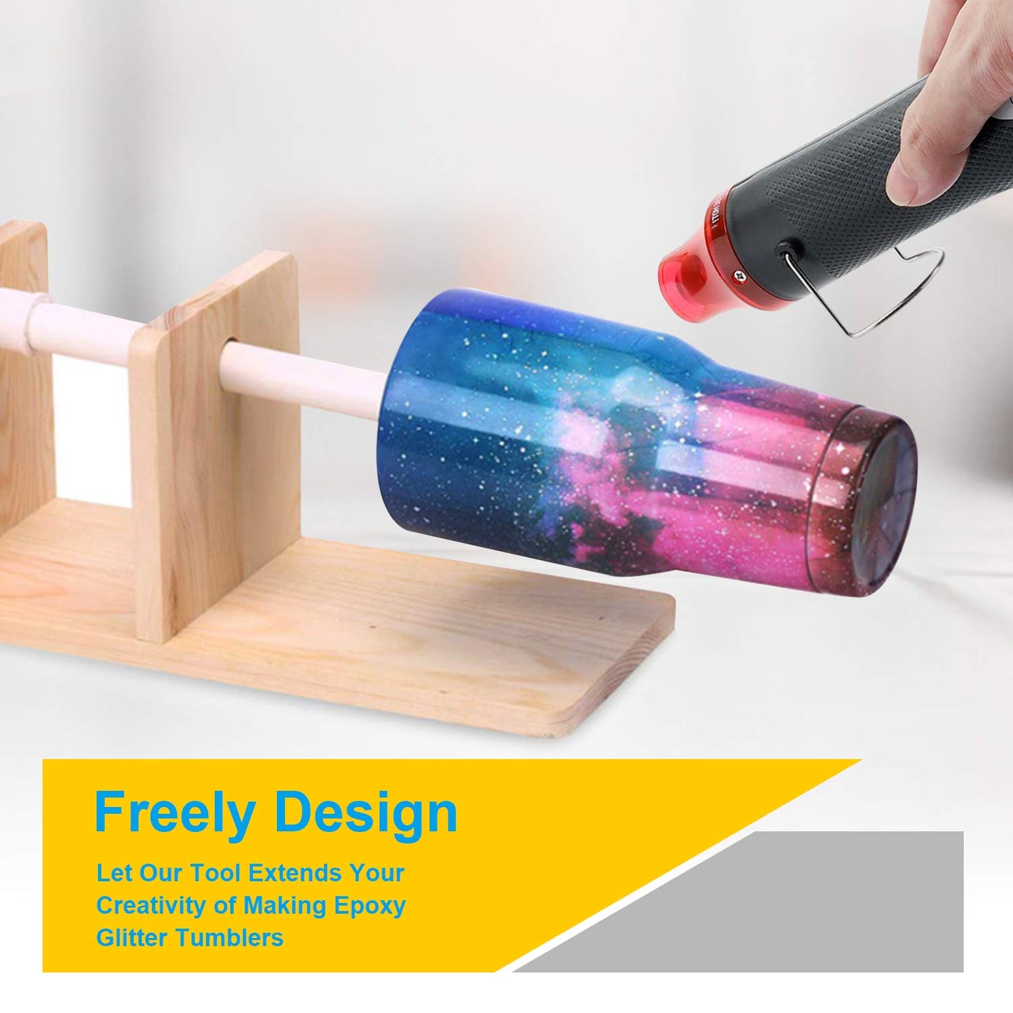 Heat Gun for Crafting - Mini Heat Tool for Epoxy Resin, Silicone Molds, Acrylic Pouring, Embossing, and Bubble Removal, Compact Craft Dryer for Small Art Projects (Black)