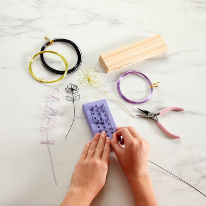 Craft Crush Wire Flowers - Create Unique Craft Wire Flower Designs with Easy to Use Tool and Guide with Display Stand - for Teens and Adults Ages 12, 13, 14, 15 and Up