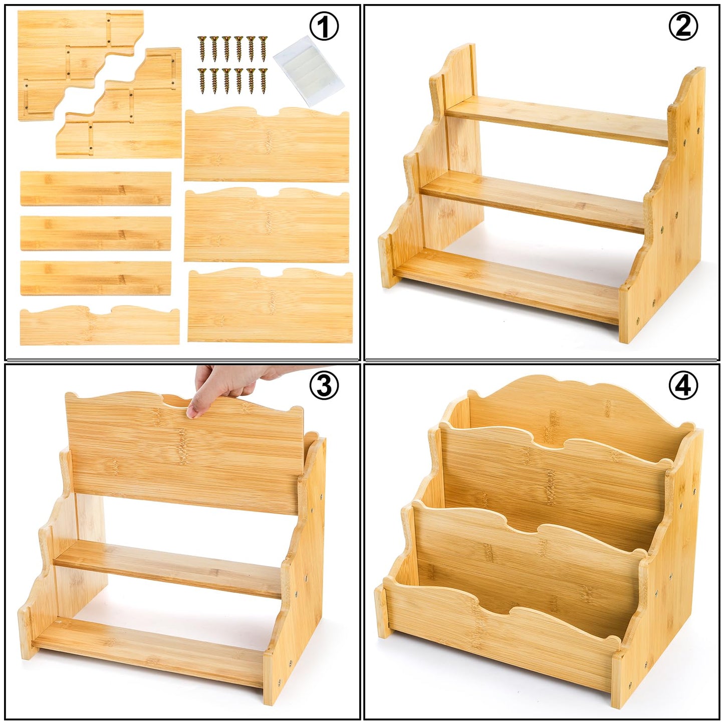 yarlung Bamboo Greeting Card Display Stand, 3 Tier Card Holder Sticker Display Postcard Stand for Craft Show, Vendors, Retail Counter, Bookcase, Brochure Holder