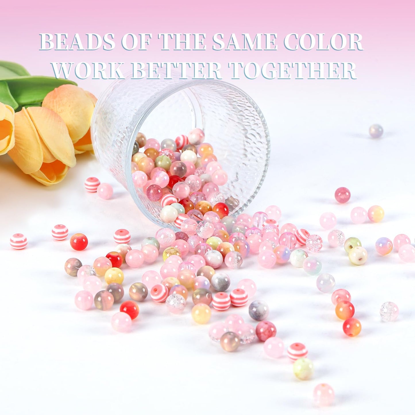 Glass Beads for Jewelry Making, 18 Colors Glass Beads for Bracelets Making kit Including 2-8mm Bead spacers/Lava Beads/Stone Rock DIY Jewelry Making Supplies for Adults, Bracelets Earring Making kit