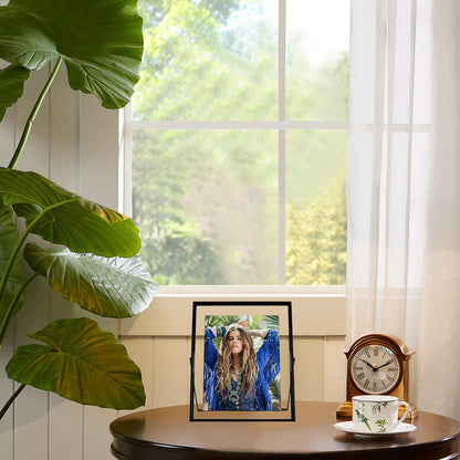 AhaGo Black Floating Frame, 8x10 Inches, Vertical, Set of 2, For Picture 7x9,6x8, 5x7, Tabletop Shelf Photo Frames, Classy For Father's Day, Wedding or Birthday