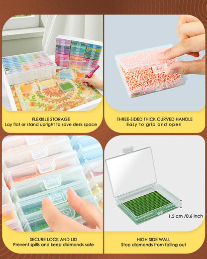 YBUTVY Diamond Art Trays with Lids, 60PCS Diamond Painting Trays with Lids ＆ Diamond Art Storage, Diamond Painting Accessories for Beads (2 Packs)