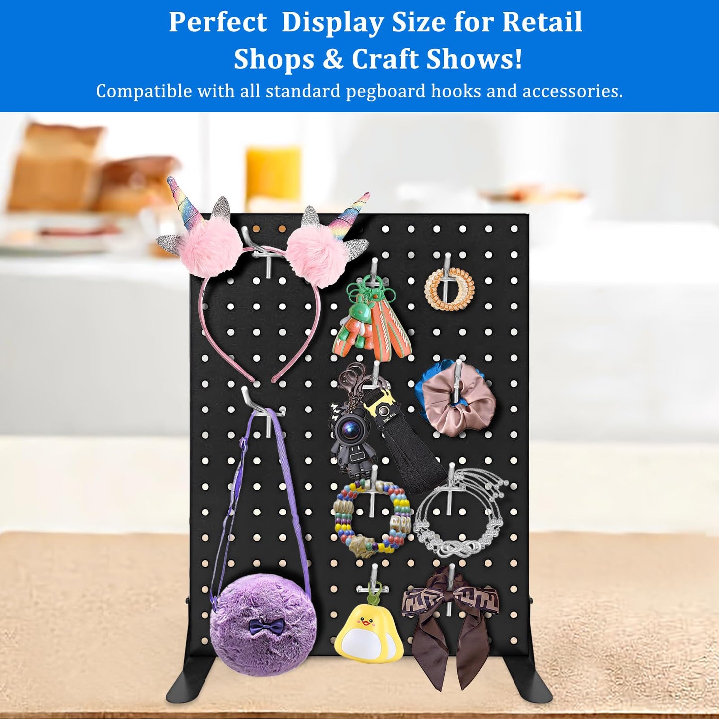 Uppcasir 2PCS Pegboard Display Stand With 20 Hooks for Craft Shows, Metal Jewelry and Key Ring Retail Display Racks for Selling Accessories, Retail Stores, Vendors & Events, 17 X 13 Inch