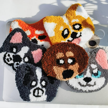 Avtytsda 6PCS Punch Needle Coaster Kit,Easy Punch Needle DIY Embroidery Set with Tools, Yarns, Hoop, Instructions Easy for Beginners, Kids, Adults, Handmade Gift and Decoration (Cute Dog)