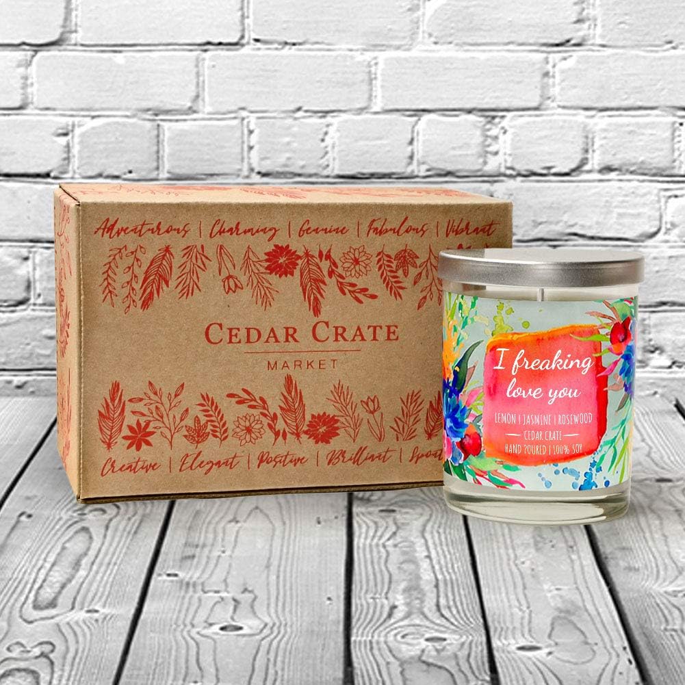 I Freaking Love You Candle Gifts for Women, Relaxing Gifts for Mother’s Day, Lemon Jasmine Rosewood Scented