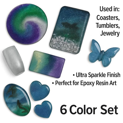 BALTIC DAY Diamond Dust – 6 Color Luxury Glitter Set for Epoxy Resin – Ultra Sparkle Mica Powder for Crafts, Tumblers, Jewelry & Art – Brilliant Crystal Shimmer Pigments