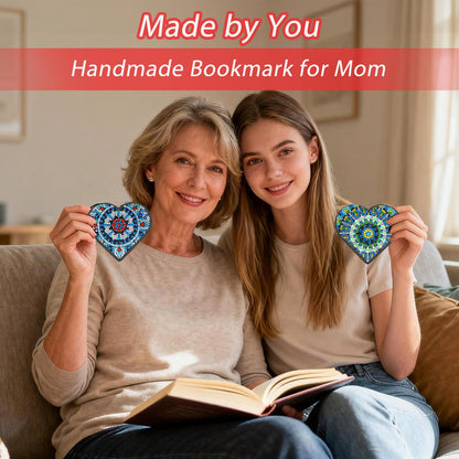 Diamond Painting Bookmark Bead Art Leather Book Mark Craft Making Kit for Adults Night Rhinestone Craft Party DIY Bedazzling Art Bookmark Paint by Gem Dots Crafts Mother’s Day Women Gift (Black Heart)