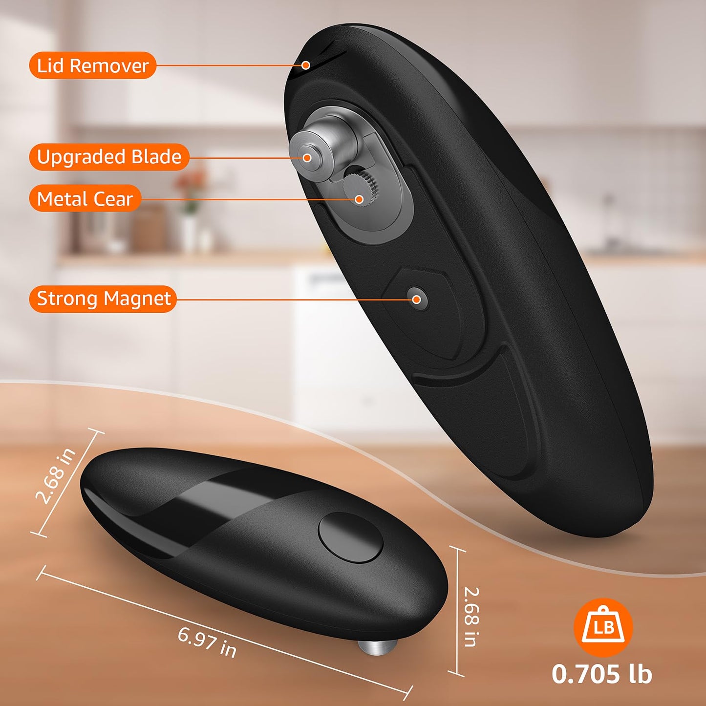 electriccan opener, automatic can opener, one-button operation, with smooth edge design suitable for the elderly, portable kitchen tool, suitable for most can sizes.