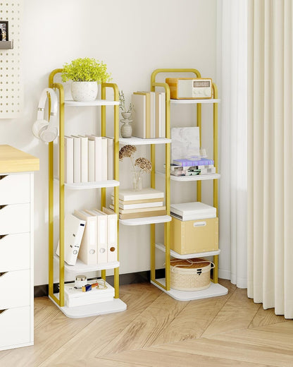 6 2 SR04213A Hzuaneri Tiers Vertical Shoe Rack, Narrow Shoe Tower, Tall Shoes Shelf with Hooks, Adjustable Shelves
