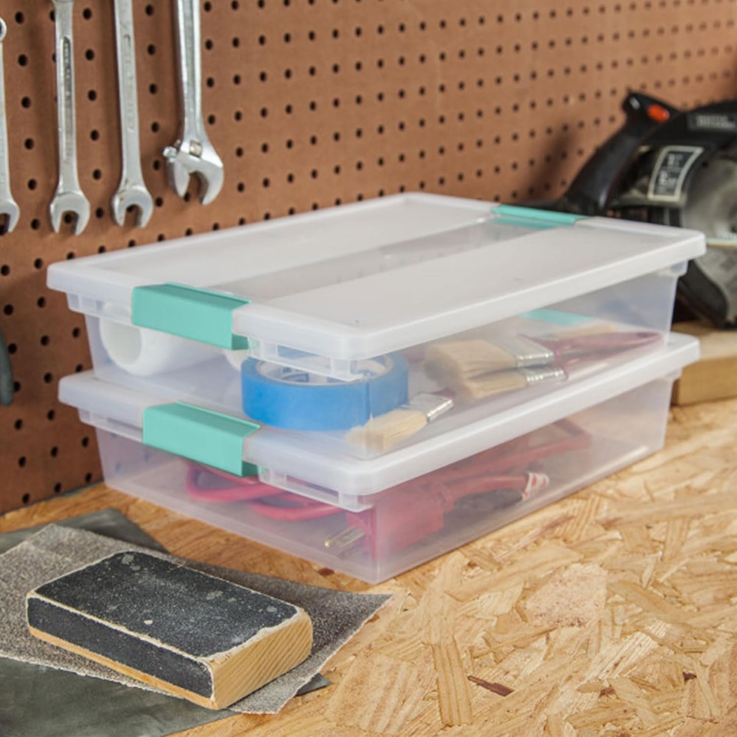 Sterilite 24-Pack Clip Box | Stackable Clear Plastic Storage Bins with Latching Lids - Ideal for Arts, Crafts & Office Organization