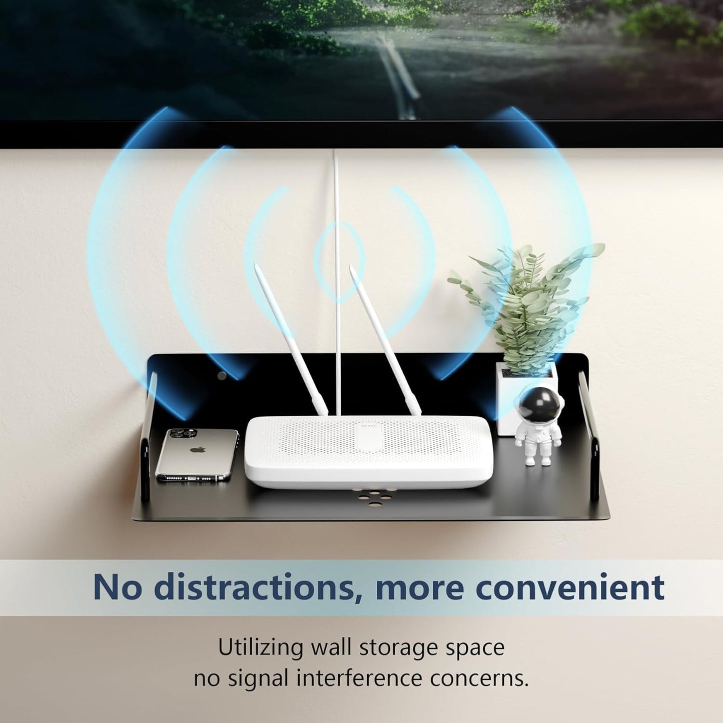 Floating Shelves for Projector, Metal Wifi Router Shelf, Wall Mount for Cable Box, DVD Player, TV Box/Game Console