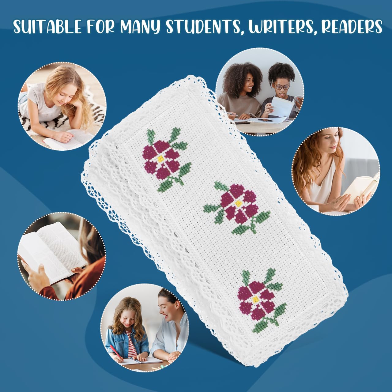 EXCEART Cross Stitch Bookmarks 10Pcs Blank Embroidery Bookmarks for DIY Sewing Crafts Lightweight Book Accessories for Students Readers