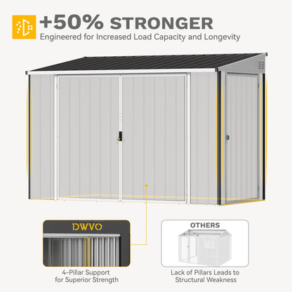 DWVO 7x4 FT Outdoor Weatherproof Storage Shed, Secure Metal Bike Shed w/Lockable Entry, Garden Storage Solution for Lawn Equipment, Tools, Waste Bin, Dark Gray