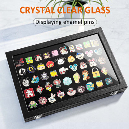 Enamel Pin Display Case, Pin Collection Holder, 14" X 9" Shadow Box Frame for Pins, Black