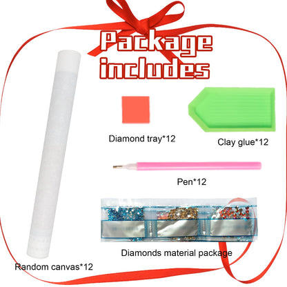 AiYuanzsh 12 Pack Diamond Painting Kits, 50 Pictures Scenery 12, DIY Paint with Diamonds Art Crystal Rhinestone Round Drill Diamond Painting Kit Cross Stitch for Home Wall Craft Decor