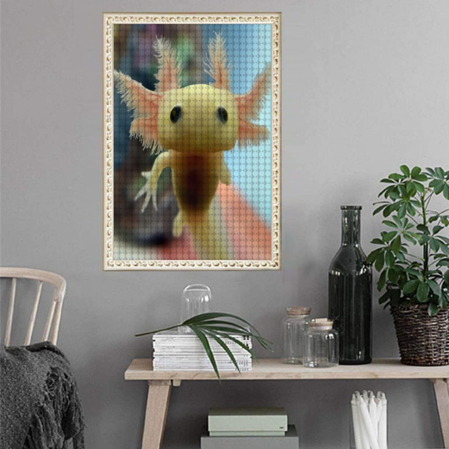 LIANPO Diamond Painting Cute Axolotl DIY 5D Full Drill Kits for Kids Mexican Salamander Paint by Diamonds Adults Round Rhinestone Art Craft Home Decoration 12x16inch White 0 VGT