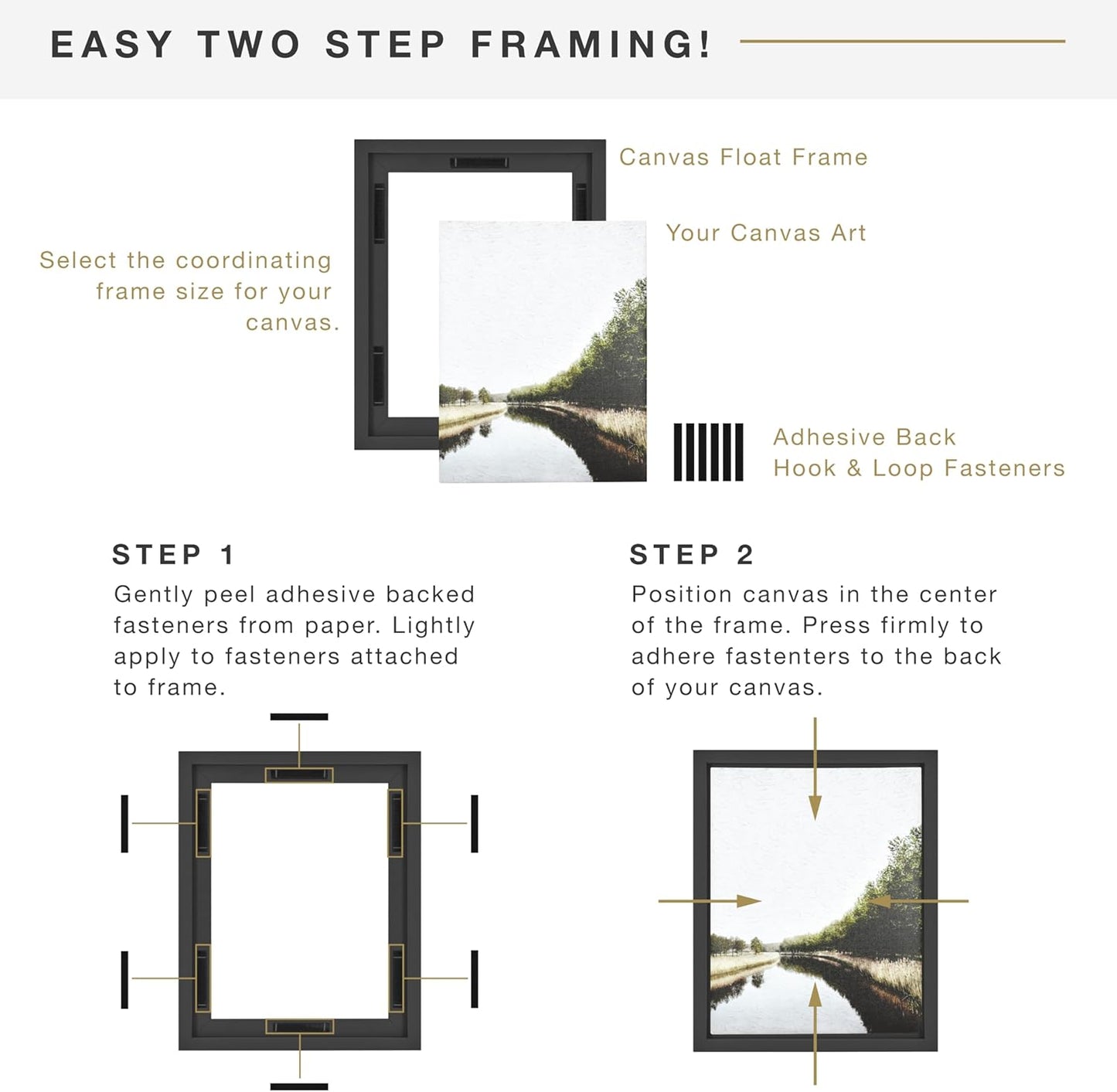 MCS Canvas Float Frames 24x30 - Black Frame for Finished Canvases, Vertical & Horizontal Wall Hanging