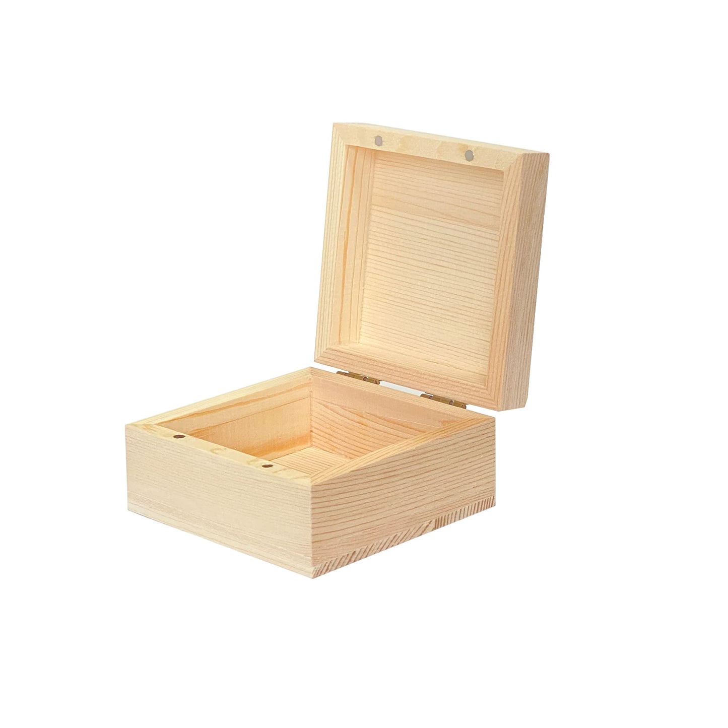 Cregugua 6 Pack Unfinished Wood Box Crafts Wooden Square Box with Magnetic Hinged Lid (3.5 x 3.5 x 1.9 In)
