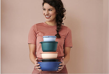 Mepal Cirqula 101oz Multi Food Storage Bowl - Nordic Blue with Transparent Lids, Microwave & Dishwasher Safe