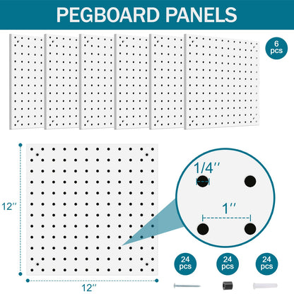 Daanxw Peg Board Kit, Includes Pegboard and Accessories,with Hooks and Bins,Peg Board Wall Organizer for Office,Ornaments Display,Crafts Organization (129, White)