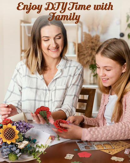 Rowood 3D Puzzles for Adults,DIY Wooden Flower Bouquet Building Set Craft Kit,Artificial Flower Botanical Collection,Mothers Day/Valentine's Day/Christmas/Birthday Gift for Women/Mom-TW01H