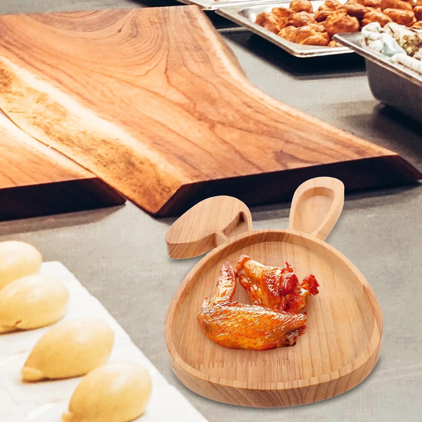 Cabilock Easter Bunny Cutting Board, Rabbit Shaped Kitchen Chopping Board Platter for Cheese, Dessert Serving Tray