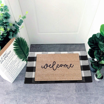 Buffalo Plaid Rug - Black and White Checkered Outdoor Rug, Washable 24x36 Inches