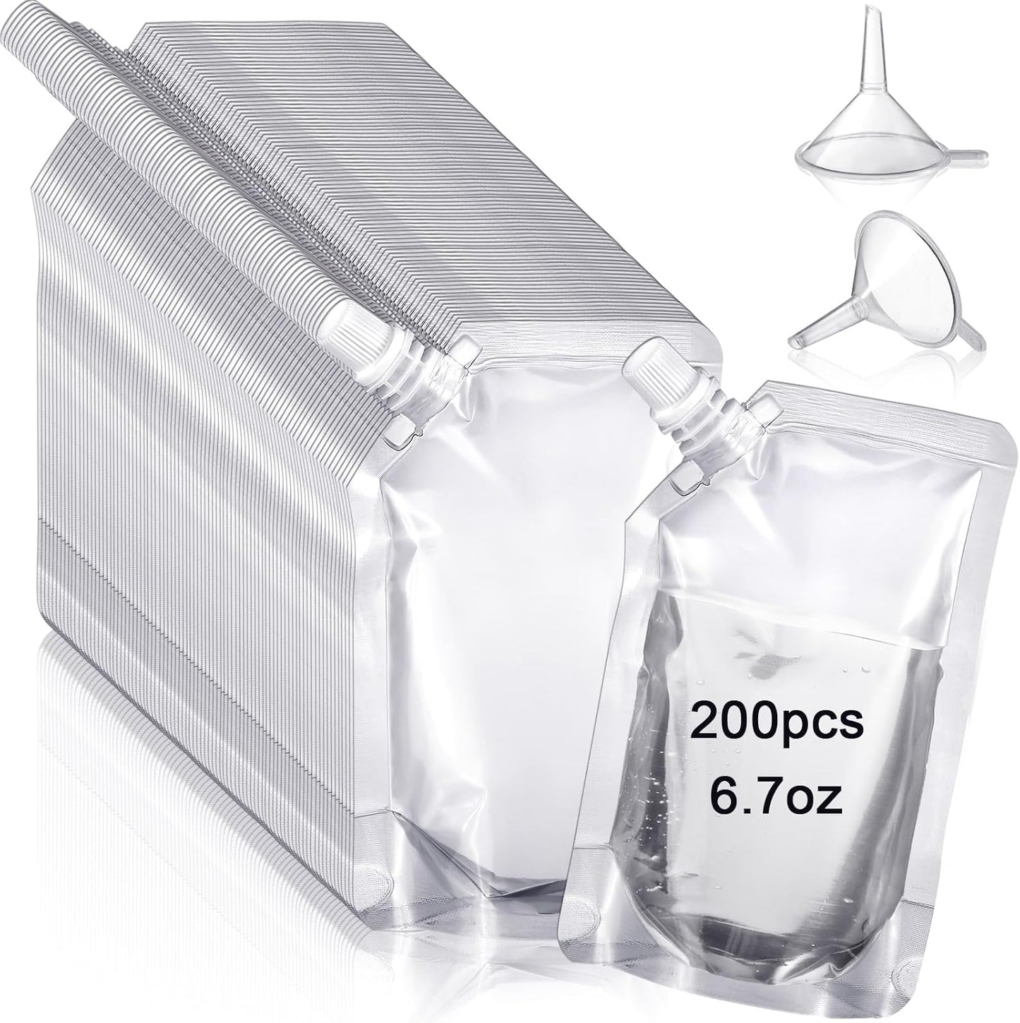 200 Sport(6.7 oz) Meanplan Pcs Reusable Plastic Pouches Bulk Squeeze Plastic Juice Drink Pouches Clear Leak Proof Bags