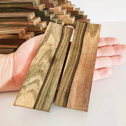 Gray Brown Tone Macassa Ebony Lumber Burl Knives Handle Scales Knife Makers Material Exotic Wood DIY Tools 2Pcs Size: 3/8" x 1 1/2" x 5 1/8" (+/- 1/16")