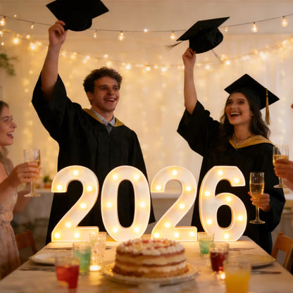 2026 Graduation Marquee Number Lights - LED Light Up 2026 Numbers Sign for Grad Party Decor, Class of 2026 Supplies, Senior Graduation Photo Props