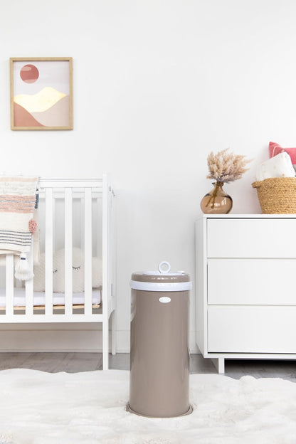 Ubbi Stainless Steel Diaper Pail - Odor Locking Design | No Special Bag Required, Taupe Finish
