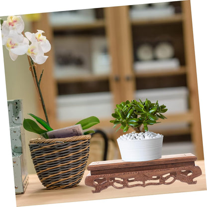 YARNOW Wooden Base Decorative Planter, Rectangle Flower Vase Stand for Home Plant Holder