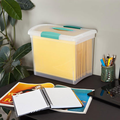 Sterilite Large Nesting ShowOffs - Stackable Storage Bins with Latching Lid & Handle | Clear 6-Pack for Office Organization