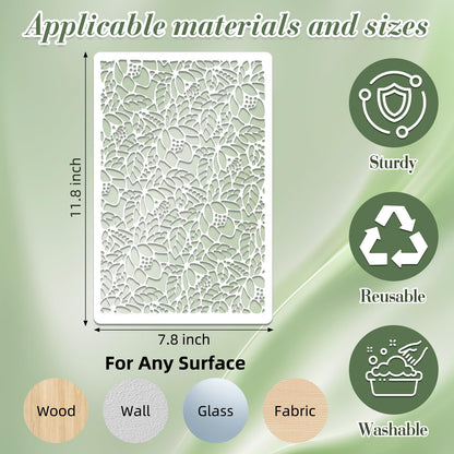 Texture Stencils for Crafts Reusable DIY Furniture Decor Art Painting Stencil 12Pcs Kit for Wood Embroidery Wall Silk Screen Journaling(11.8X7.8 Inch)