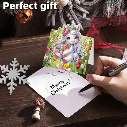 POETRYDRAW 8 Pack 5D DIY Diamond Art Painting Christmas Greeting Card Kit, Diamond Art Birthday Holiday Greeting Card, Crafts Kit Creative with Envelope