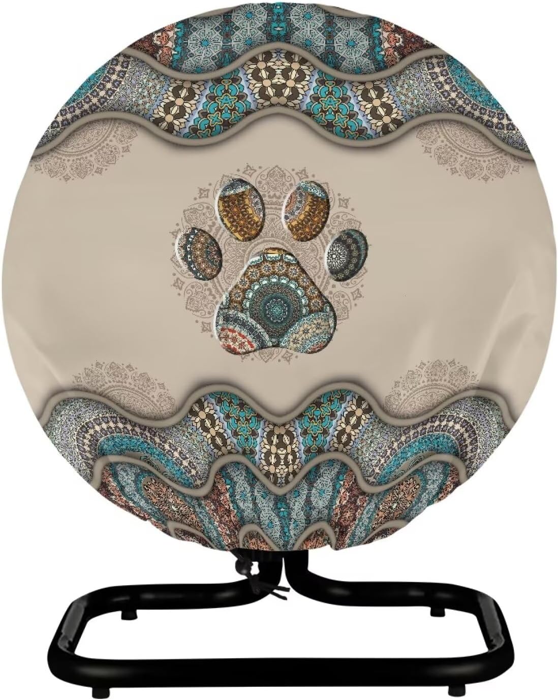 Boho Paw Print Industrial Fan Cover, Waterproof & Dustproof for 24" High Velocity Heavy Duty Drum Fan