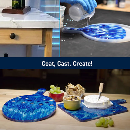 TotalBoat Table Top Epoxy Resin Kit - 2 Quart Kit Size Crystal Clear Formula with High-Gloss Finish & UV-Resistance - Easy 1:1 Ratio for Bar and Counter Coating, Woodworking, and Resin Art Casting