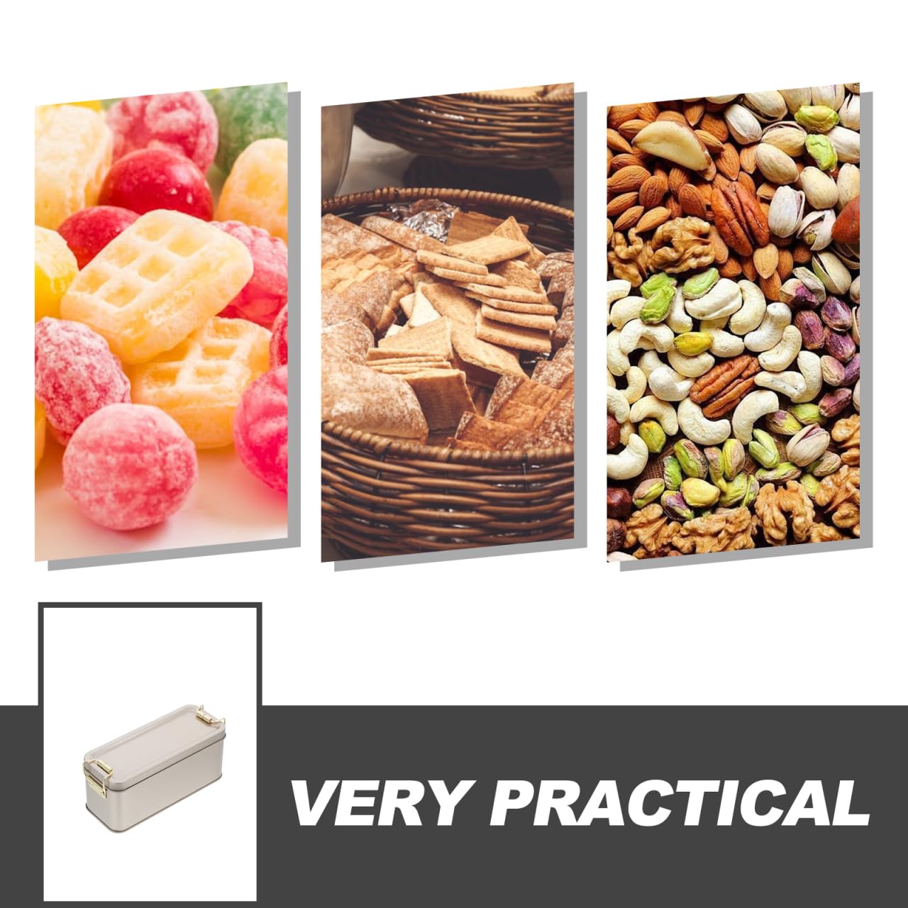 MAGICLULU Multipurpose Rectangular Metal Box with Lid Elegant Storage Container for Cookies Candy Snacks Decorative Tin Can for Food Preservation Daily Use