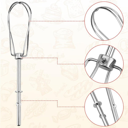Fetechmate KHM2B Hand Mixer Turbo Beaters (2 Pack) & KHMPW Stainless Steel Pro Whisk (2 Pack) - Replace AP5644233