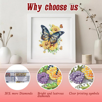 DOZEEZOP 12-Pack Interchangeable Diamond Art Kits for Adults Beginners Teens with Frame, Butterfly & Floral 5D Diamond Paintings with Round Partial Drill, Home Decor DIY Craft Gift (7x7 Inch)