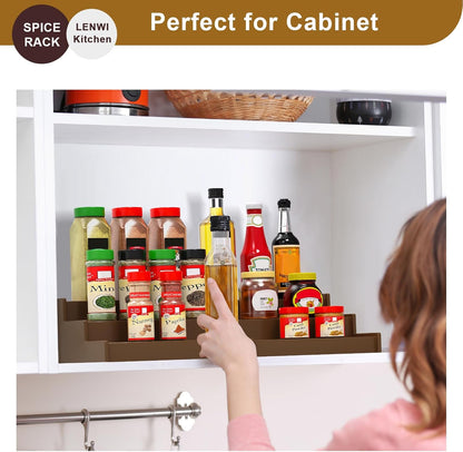 Spice Rack Organizer for Cabinet 2 Pack - 3 Tier Expandable Bamboo Spice Storage for Kitchen Cabinet, Pantry (Brown)