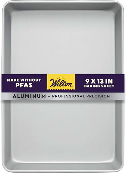 Wilton Aluminum 9x13 Inch Rectangular Sheet Pan - Natural Anodized Bakeware for Even Heating