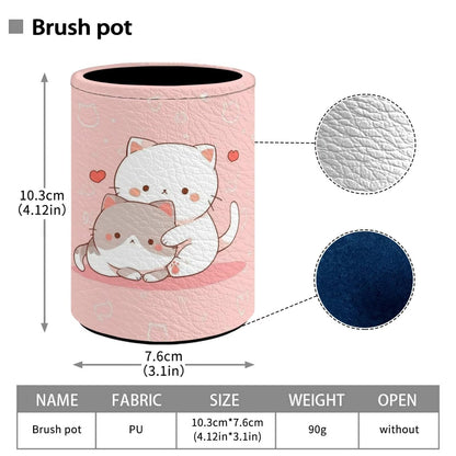 Upetstory Kawaii Cat Pencil Holder for Desk Pencil Cup Pen Holders Makeup Brush Holders Sturdy Pen Cup Pot Desktop Organizer Office Storage Pouch for Kids Teens Adults
