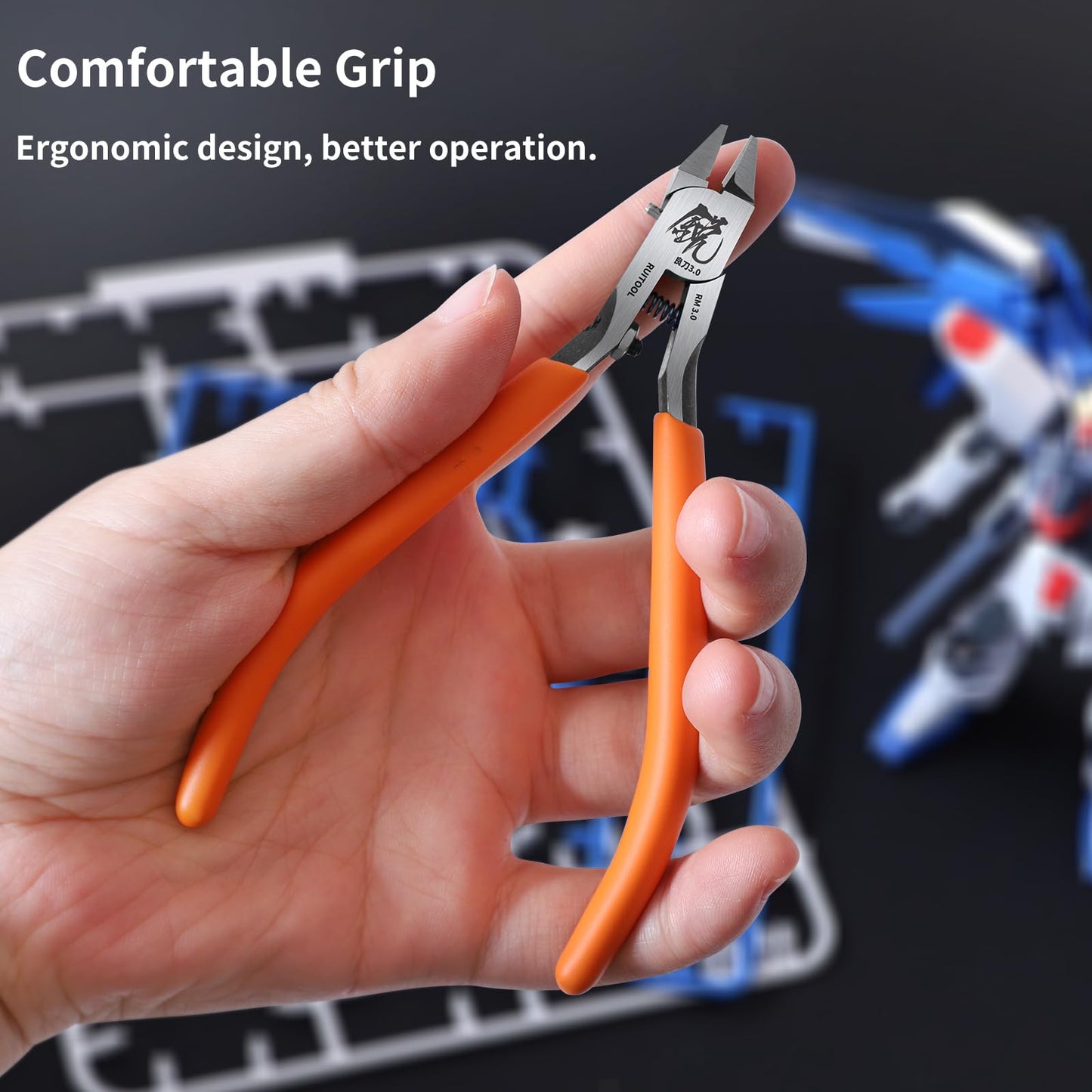RUITOOL Model Nippers, Gundam Model Tools for Advancers to Repair and Fix Plastic Models, Ultra-thin Single Blade Gunpla Nipper, Non-slip Grip 4.7 Inch Sprue Cutter for Plastic Model Building