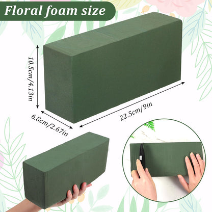 Ckhoid 6 Pcs Large Floral Foam Blocks for Fresh and Artificial Flowers Each (9" L x 4.1" W x 2.6" H) Wet and Dry Flower Foam for Wedding, Birthdays, Home and Garden Decorations (Green)
