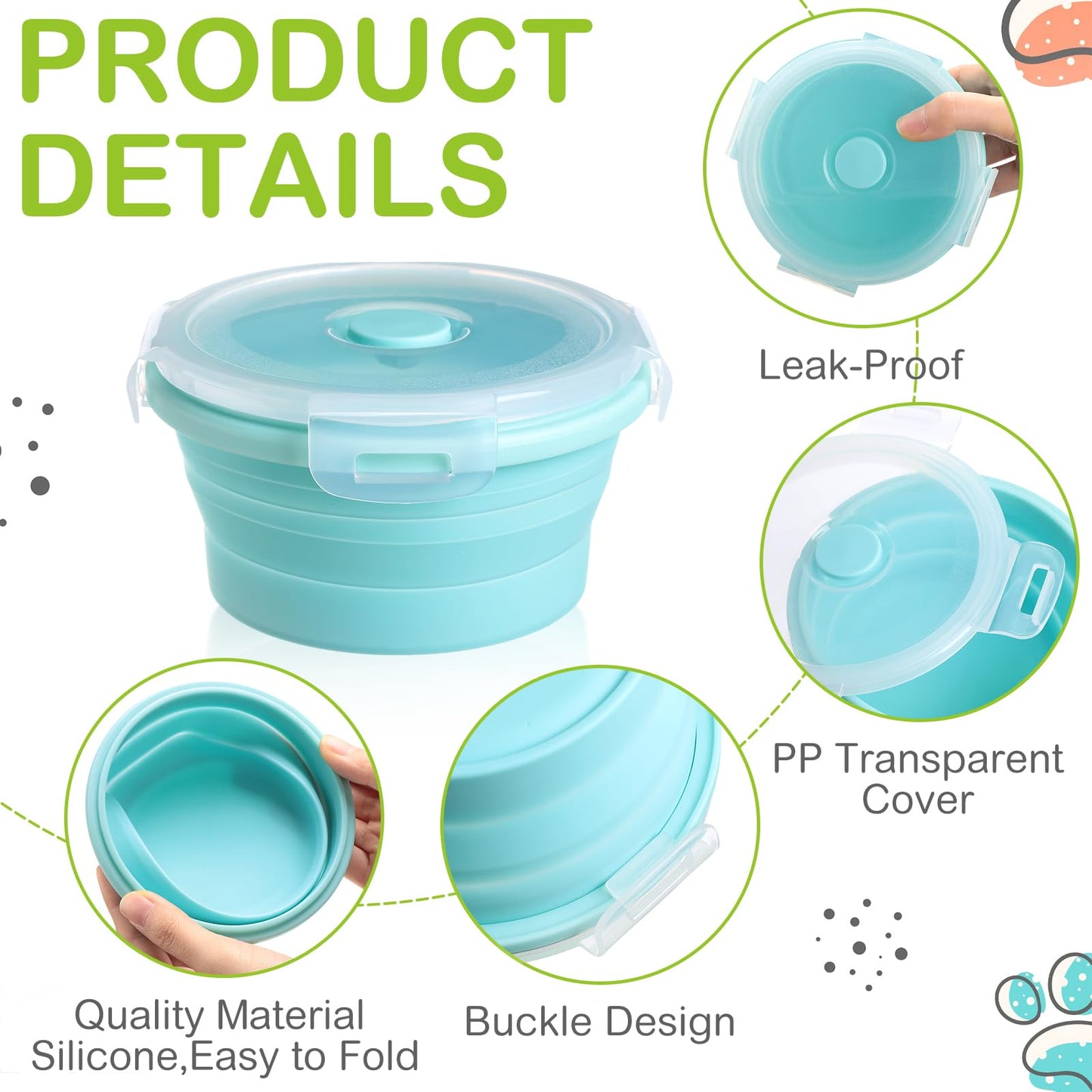 Suclain 4 Pcs Camping Bowl with Lid Collapsible Silicone Lunch Box Salad Bowl Expandable Food Storage Container Folding Travel Container for Hiking Camping(Red, Pink, Blue, Green,12 oz)