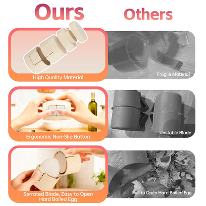 2 in 1 Egg Shell Opener with Piercer, Hard Boiled Egg Peeler, Cute Egg Cracker for Raw Eggs, Egg Separator for Home Kitchen Gadgets Tool, Beige