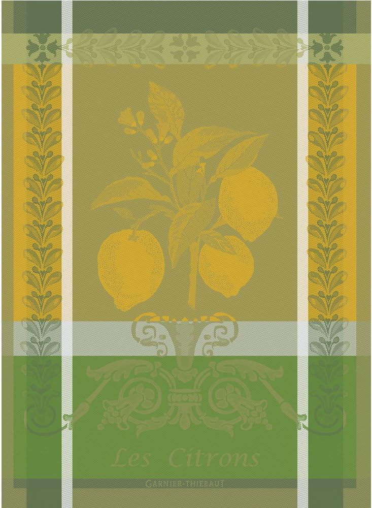 Garnier Thiebaut Citron Zeste French Kitchen Towel, 22"x30", Cotton, Jacquard