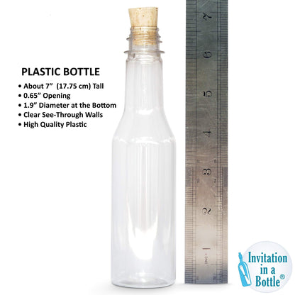 Plastic Bottles & Corks Set (20) - Clear PET Plastic Potion Bottles with Cork - Small Bottles with Cork & Tiny Jars with Cork Bottles for Invitation in a Bottle, Message in Plastic Bottle, DIY Crafts