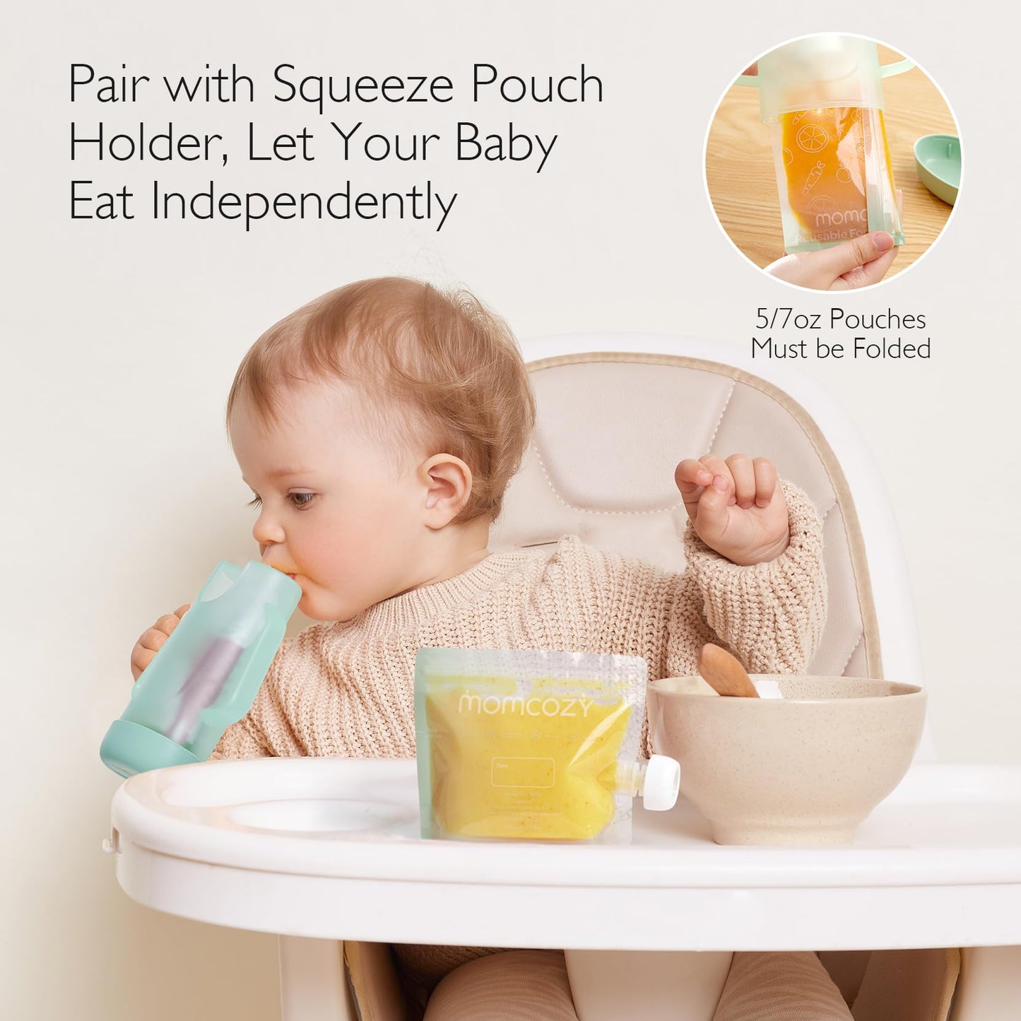 Momcozy Reusable Baby Food Pouches for Toddlers,BPA Free Plastic,Food Safe,Freezer Safe,Refillable for Applesauce Yogurt & Puree Squeeze Pouch,10 Packs,7oz
